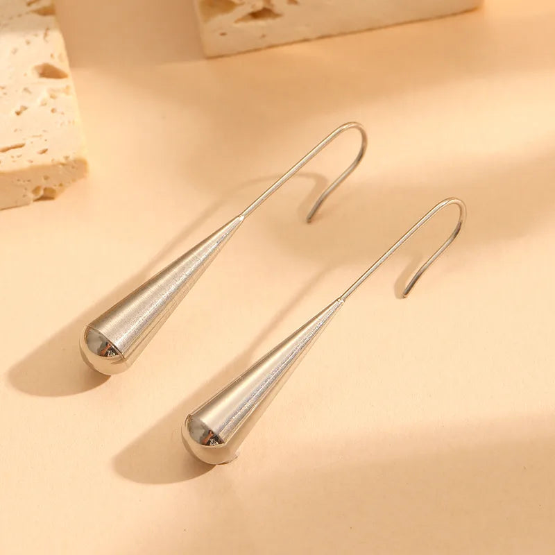 Silver Teardrop Hook Earrings