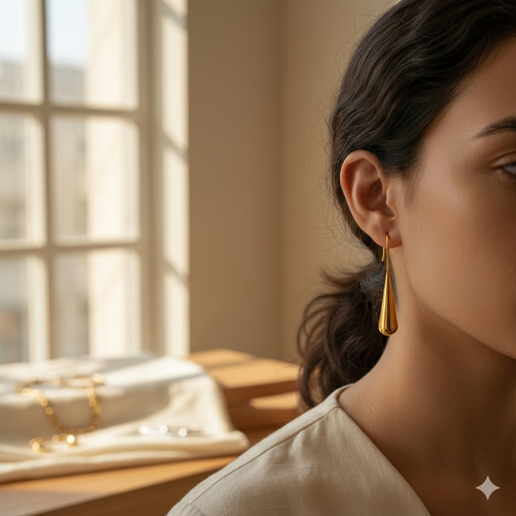 Golden Teardrop Hook Earrings