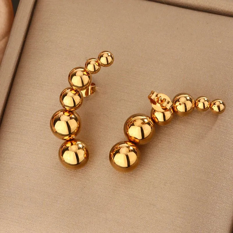 Golden Sphere Curve Earrings