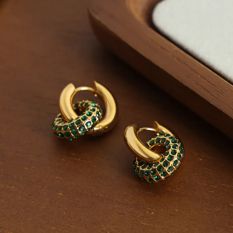 Emerald Pave Double Hoop Earrings