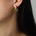 Emerald Pave Double Hoop Earrings