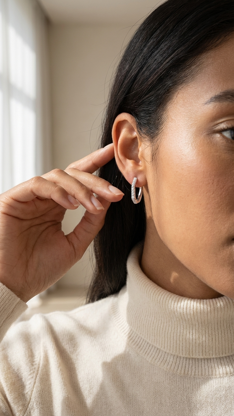 Silver Sparkle Hoop Earrings