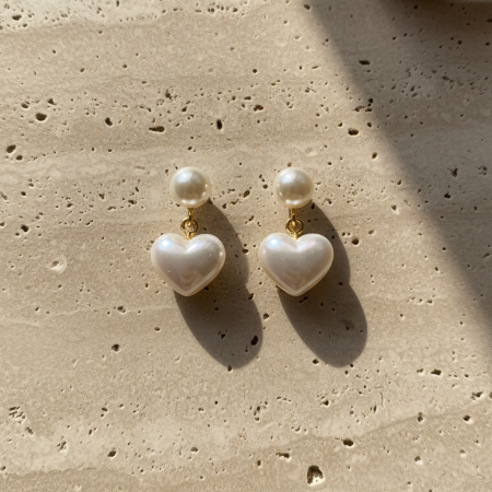 Pearl Heart Drop Earrings