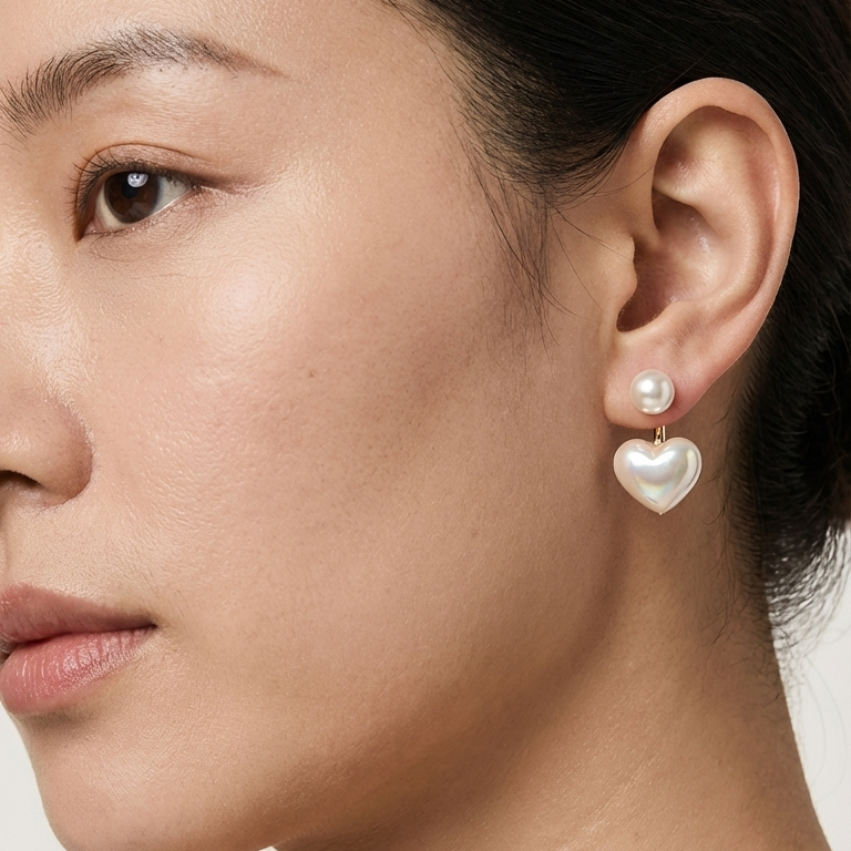 Pearl Heart Drop Earrings
