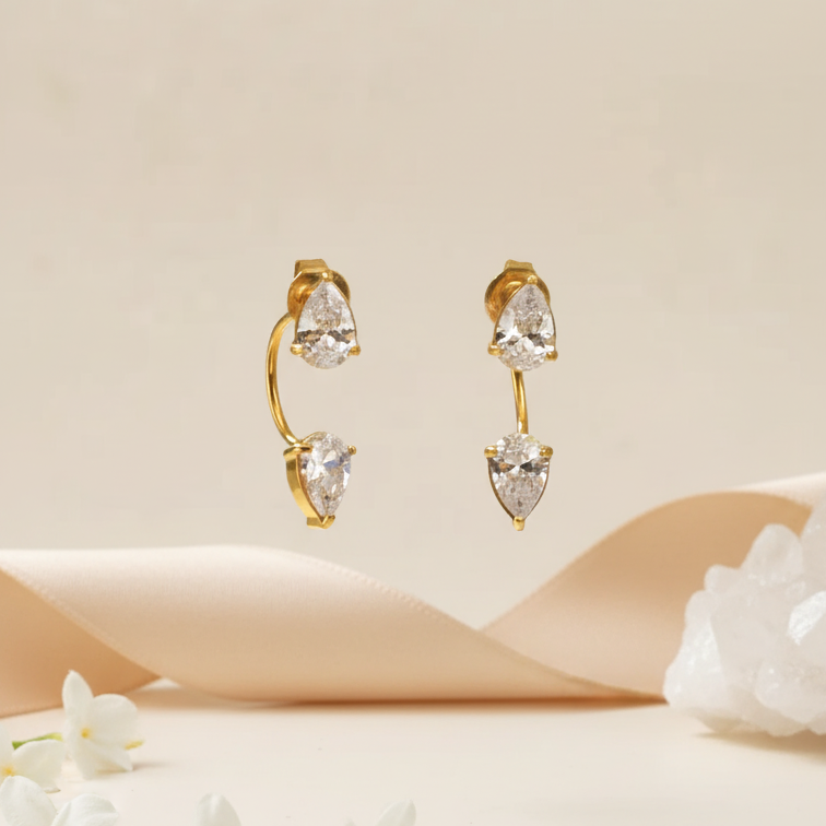 Golden Teardrop Curve Earrings