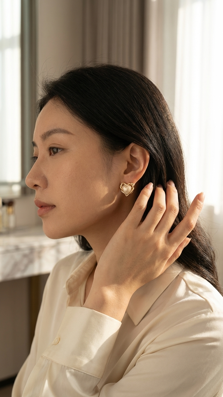 Pearl Heart Studs earrings
