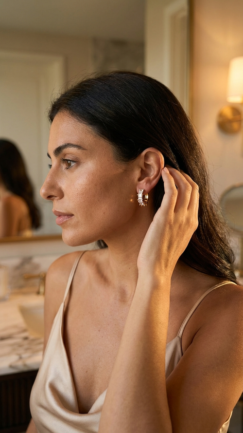 Crystal Crown Hoops Earrings